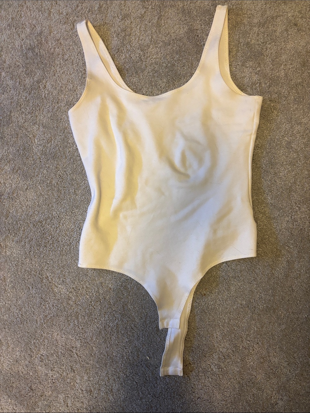 Shinestar Cream Scoop Neck Bodysuit Jumpsuit